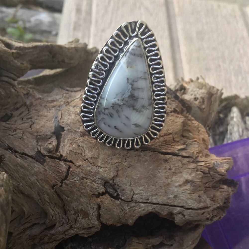 Handcrafted Rutilated Quartz Bohemian Statement Ring Size 8
